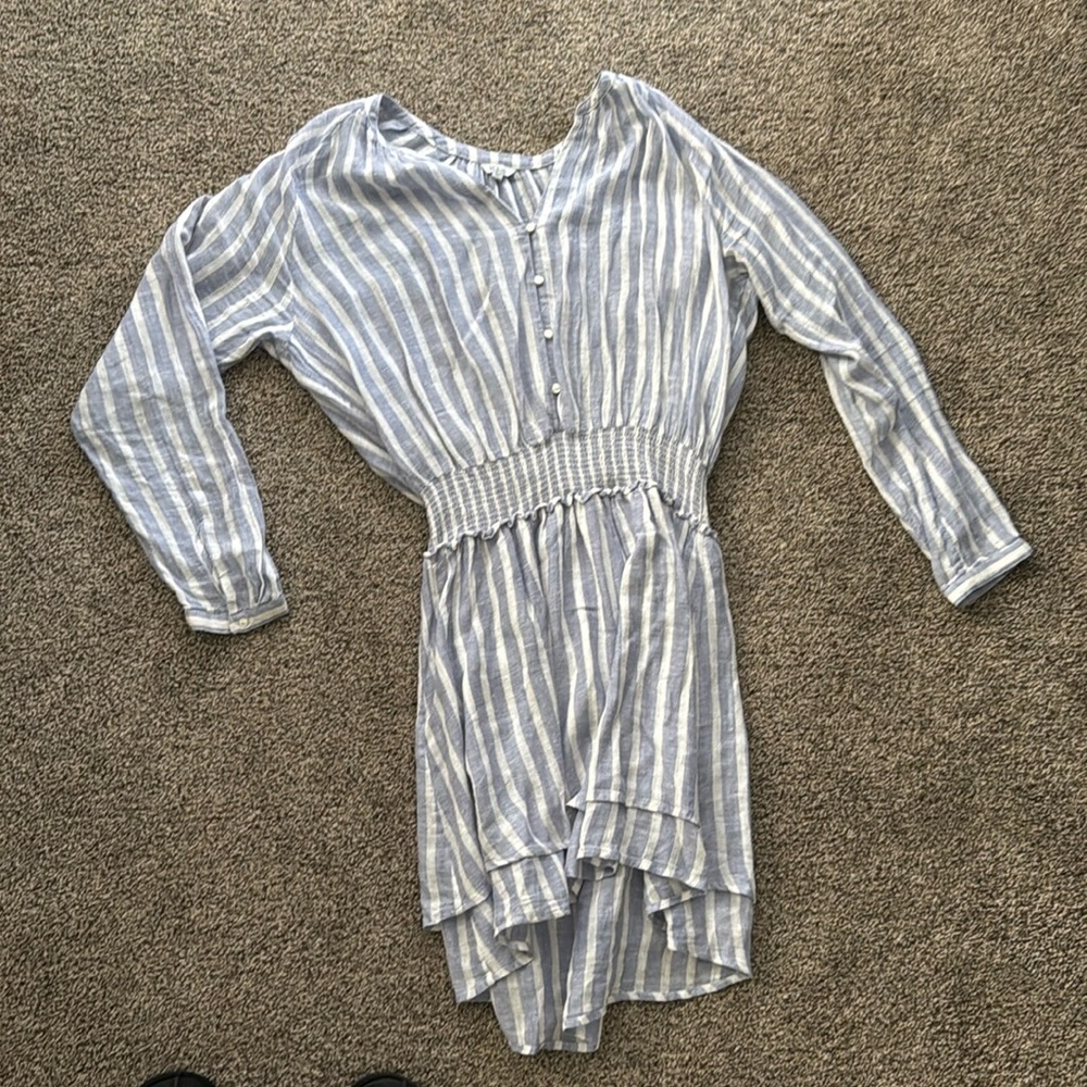 Rails blue and white striped crystal dress
